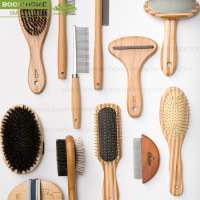 Quality products bamboo pet brush kit remove pet hair dog grooming brush cat massage