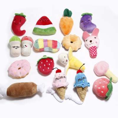 Soft stuffed squeaky pet toy fruit cheap small toy for pet