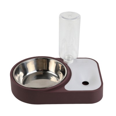 Dual-purpose automatic no spill pet dog food and water bowl