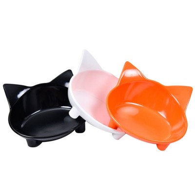 Durable colorful cute cat ears style melamine ABS pet feed dog bowl