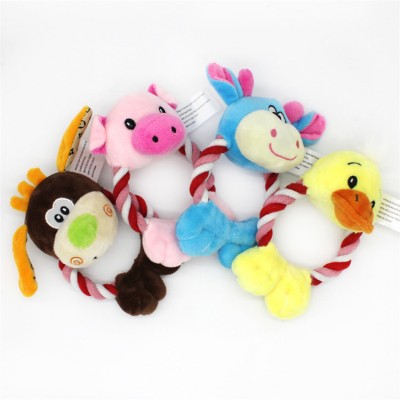 Hot sale fashion colorful pet toy wholesale squeak animals shape dog plush toys