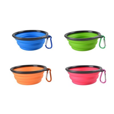 Portable collapsible silicone pet bowl for outdoor travel