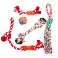 5 Pcs Dogs Rope Toy Chewers Set Dog Toy Medium Large Dogs Cotton Ropes Balls Knots Bones for Dental Hygiene Stress Free Training