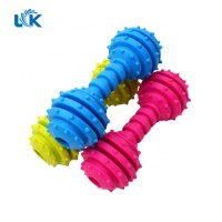 2020 Wholesale Funny TPR Barbell Shaped Pet Play Toys With Molar Bumps