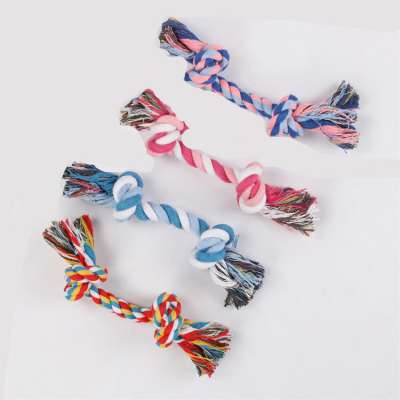 Small to large dog play colored double knots handmade cotton pet rope toy